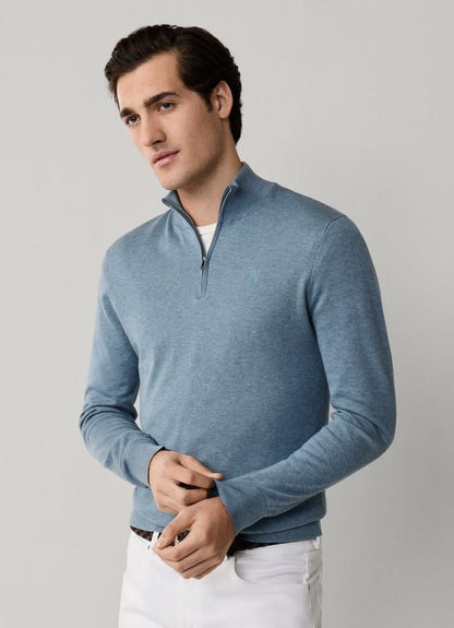 Cotton-Silk Quarter Zip Jumper