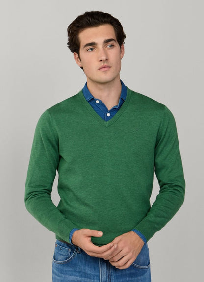Cotton-Silk V-Neck Jumper