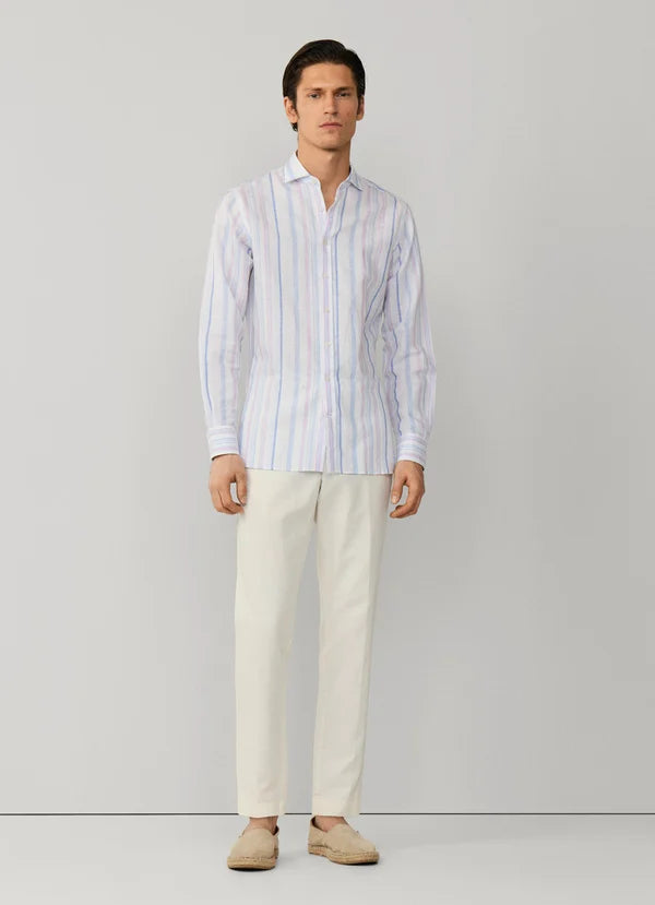 Tailored Fit Linen Blend Multi Stripe Shirt