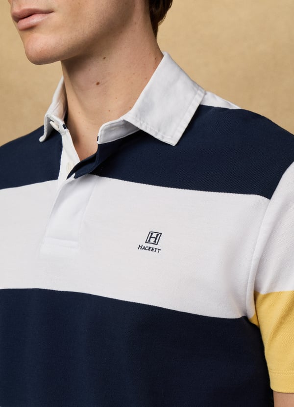 Classic Fit Short Sleeve Stripe Rugby Shirt