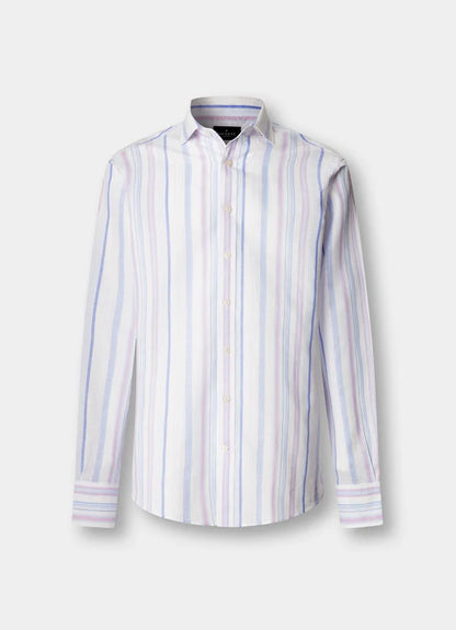 Tailored Fit Linen Blend Multi Stripe Shirt