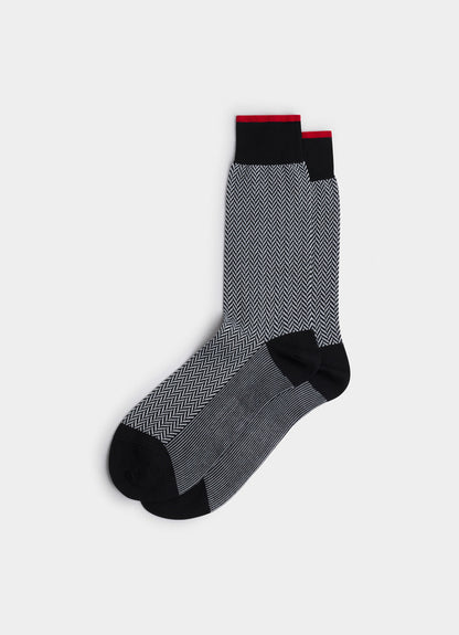 Mercerised Cotton Herringbone Socks