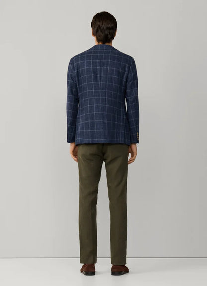 Linen-Cotton Windowpane Check Blazer