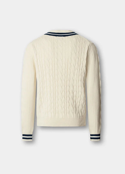 Cricket Cable Knit V-Neck Jumper