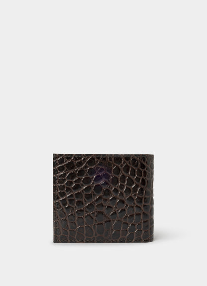 Leather Croc Stamped Billfold Wallet