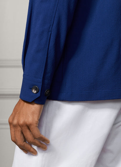 Wool-Silk Seersucker Overshirt - Woven In Italy