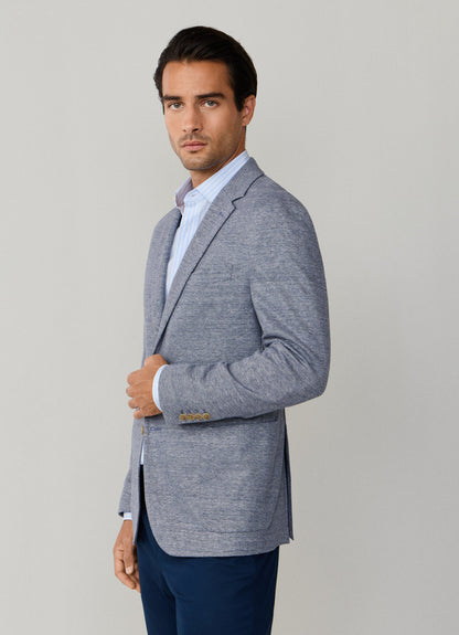 Cotton-Linen Textured Jersey Blazer