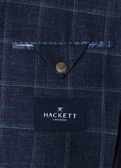 Linen-Cotton Windowpane Check Blazer