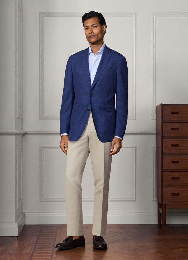 Wool Silk Hopsack Blazer - Woven In Italy