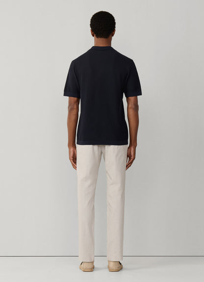 Textured Knitted Short Sleeve Polo