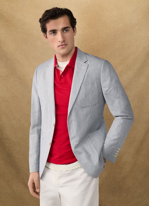 Classic Fit Cotton Linen Stripe Blazer