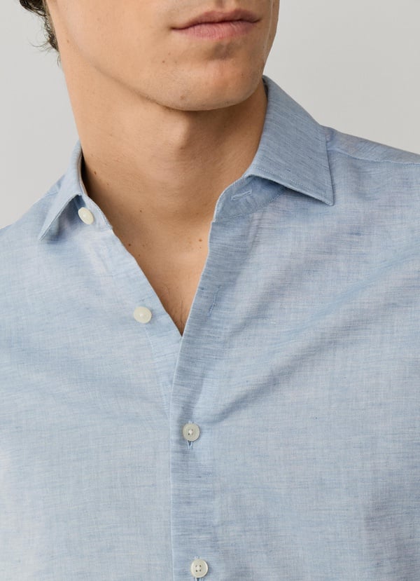 Tailored Fit Cotton-Linen Shirt