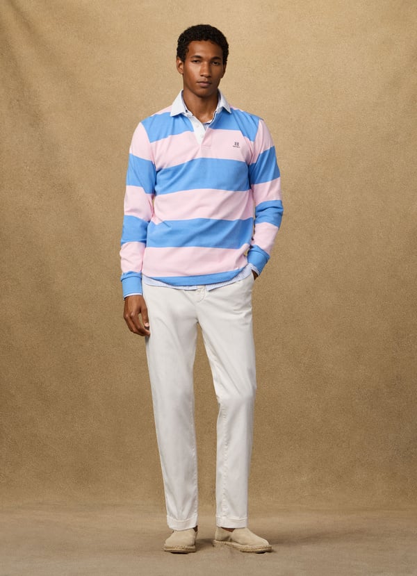 Classic Fit Striped Rugby Shirt