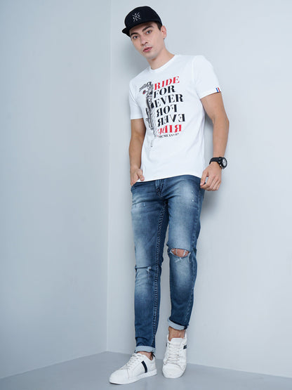 Bike Print White T-Shirt