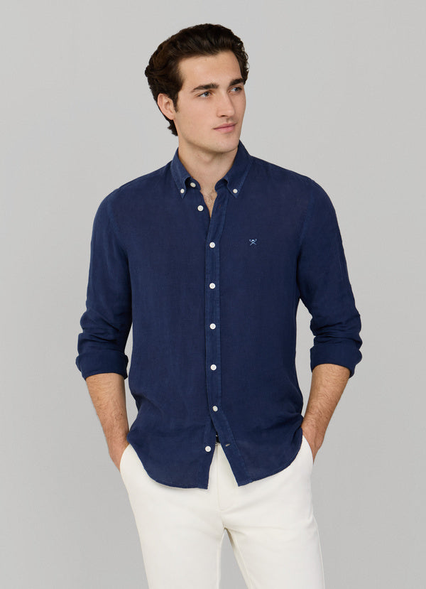 Tailored Fit Garment Dyed Linen Shirt