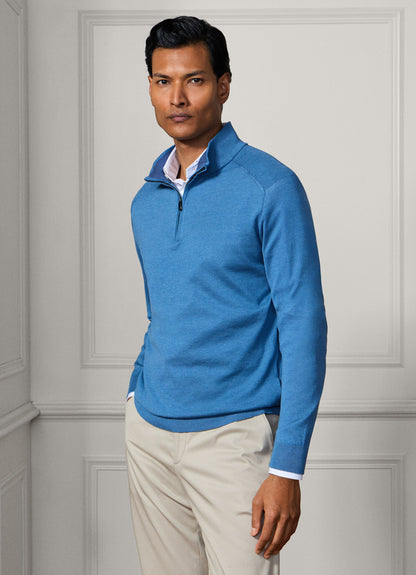 Silk-Cotton Quarter Zip Jumper
