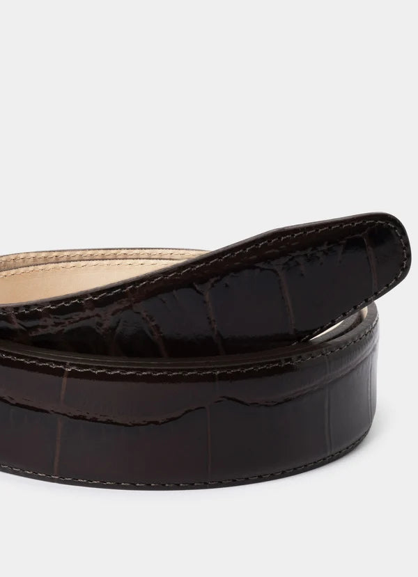 Leather Croc Stamped Formal Belt