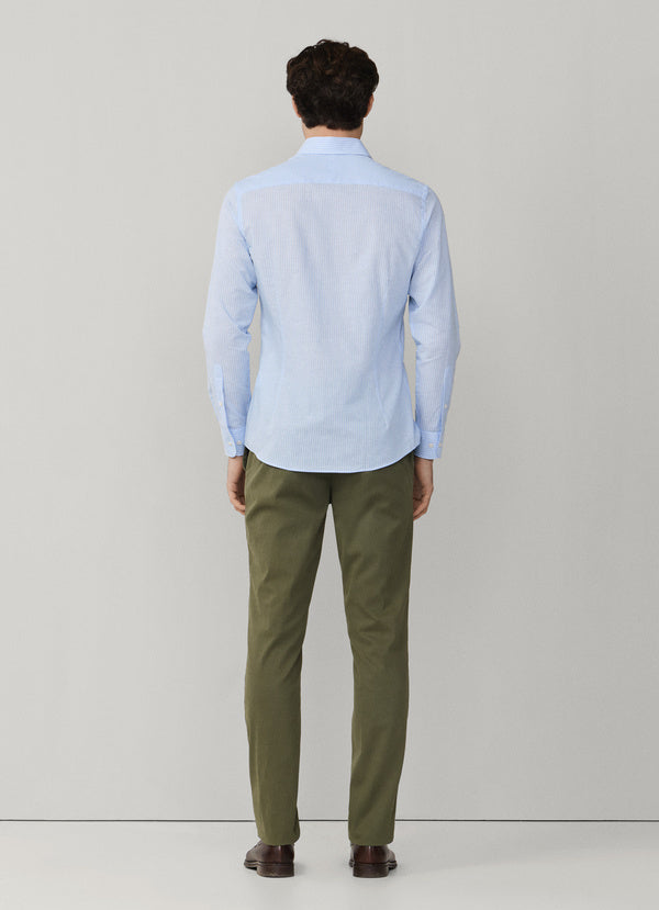 Classic Fit Formal Linen Blend Stripe Shirt