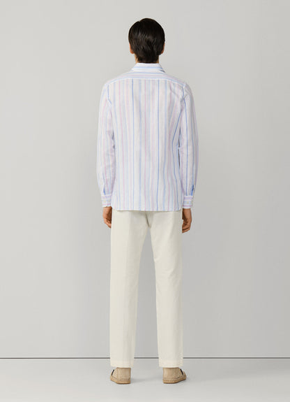 Tailored Fit Linen Blend Multi Stripe Shirt