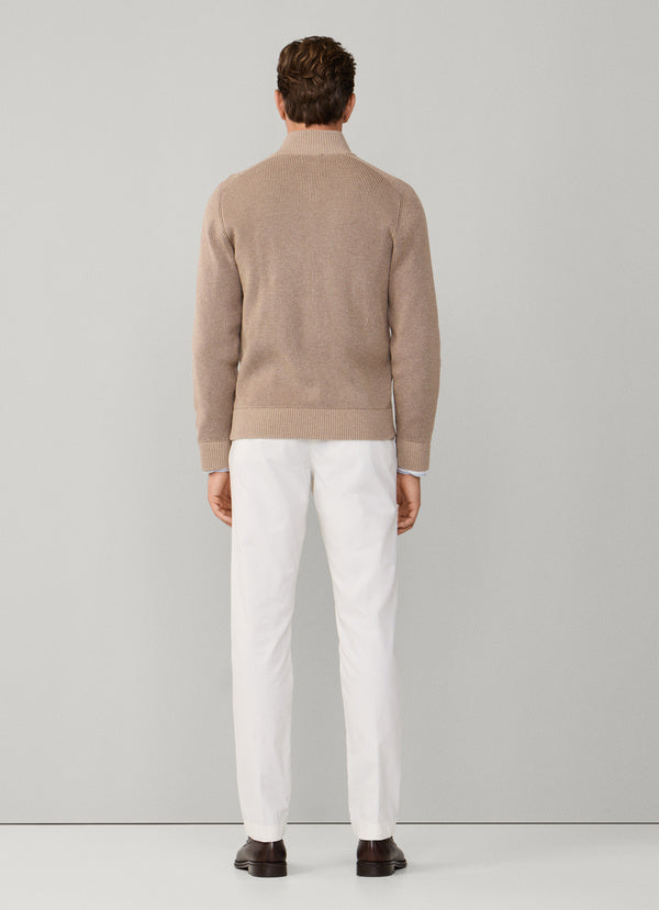 Wool-Cotton Bi-Colour Full-Zip Cardigan