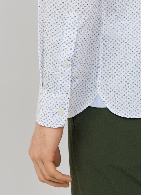 Tailored Fit Mini Floral Print Shirt