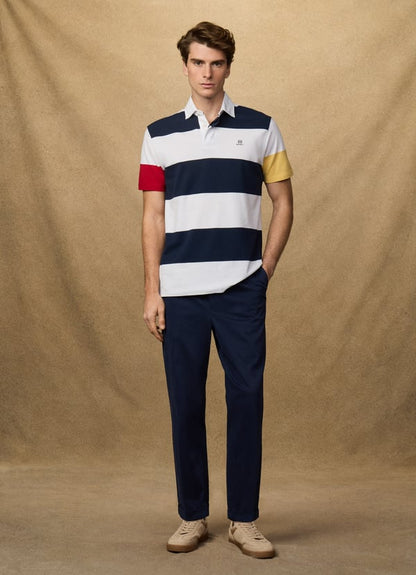 Classic Fit Short Sleeve Stripe Rugby Shirt